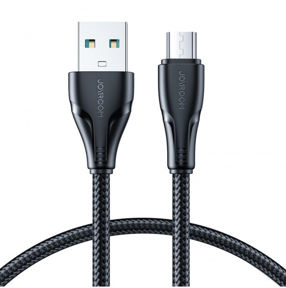 Joyroom USB-kabel - micro USB 2.4A Surpass-serien för snabb laddning och dataöverföring 0,25 m svart (S-UM018A11)