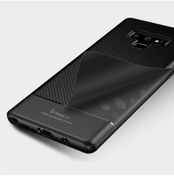 iPaky Carbon Fiber Flexibelt Cover TPU Väska till Samsung Galaxy Note 9 N960 - Svart