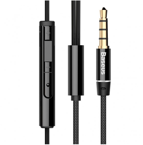 Baseus Encok H06 Lateral Earphones Earbuds Headphones with Remote Control (NGH06-01) - Svart