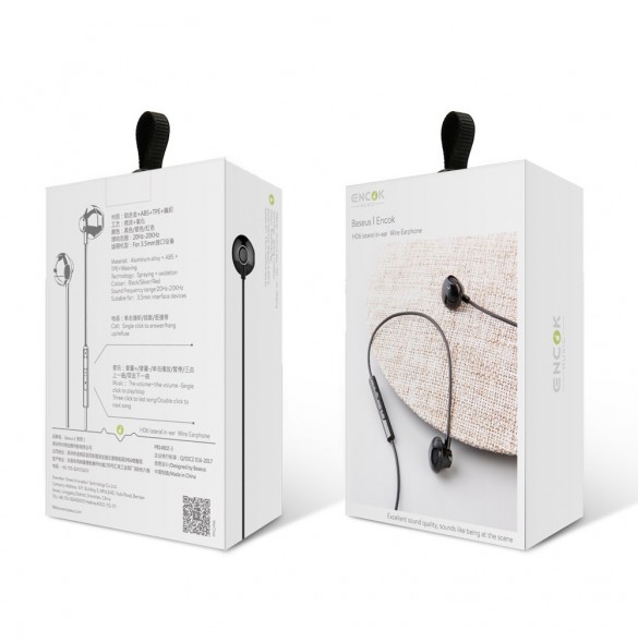 Baseus Encok H06 Lateral Earphones Earbuds Headphones with Remote Control (NGH06-01) - Svart