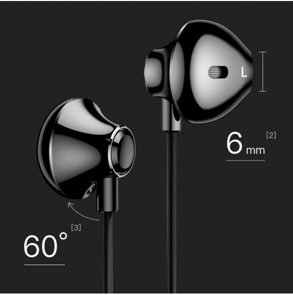 Baseus Encok H06 Lateral Earphones Earbuds Headphones with Remote Control (NGH06-01) - Svart