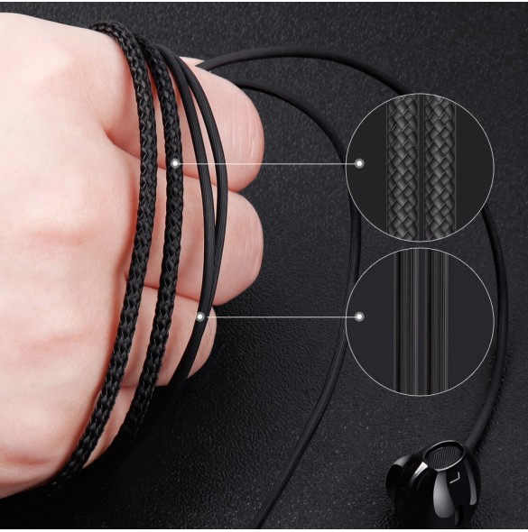 Baseus Encok H06 Lateral Earphones Earbuds Headphones with Remote Control (NGH06-01) - Svart