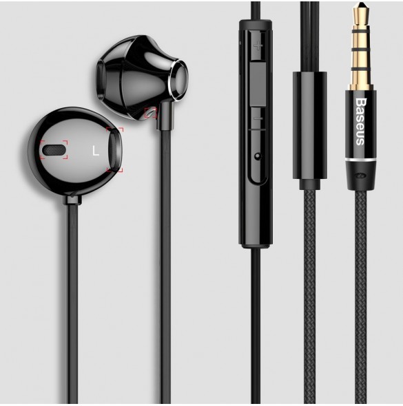 Baseus Encok H06 Lateral Earphones Earbuds Headphones with Remote Control (NGH06-01) - Svart