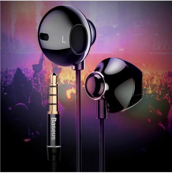 Baseus Encok H06 Lateral Earphones Earbuds Headphones with Remote Control (NGH06-01) - Svart