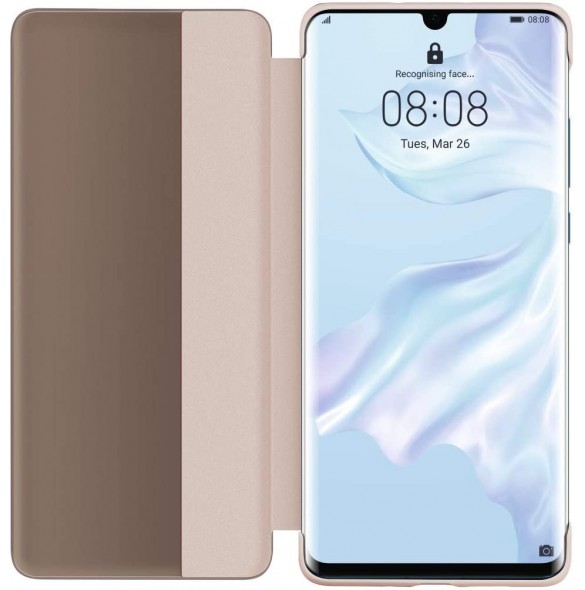 Huawei Smart View Flip Cover Bookcase Typ Fodral med Smart Window för Huawei P30 Pro - Rosa (51992884)