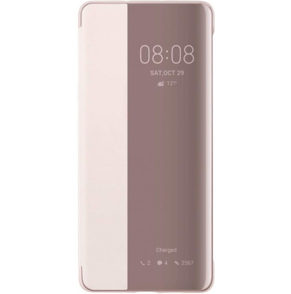 Huawei Smart View Flip Cover Bookcase Typ Fodral med Smart Window för Huawei P30 Pro - Rosa (51992884)