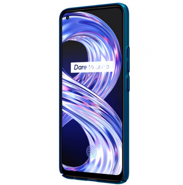 Påfågelblått och mycket snyggt omslag Realme 8/8 Pro.