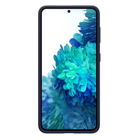 Blå och mycket snyggt skal Samsung Galaxy S21.