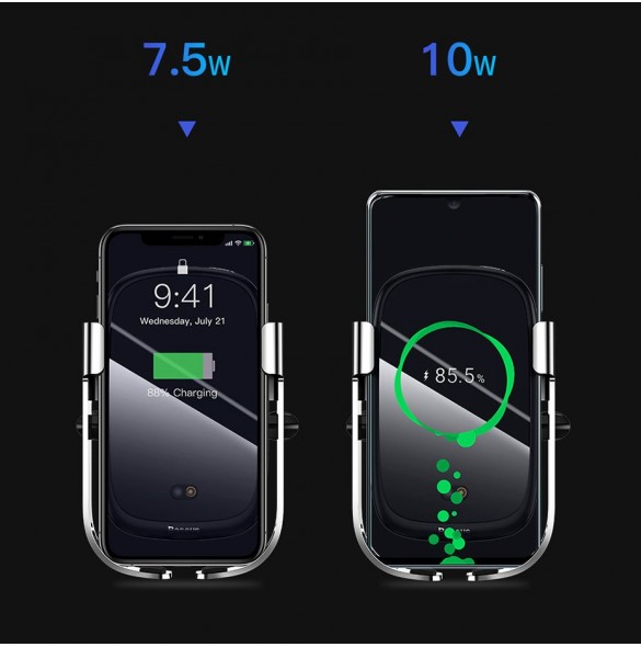 Baseus Rock Smart Vehicle Bracket Wireless Charger10W with Infrared -Black (WXHW01-01)