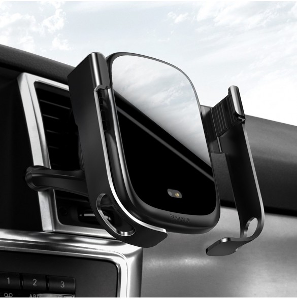 Baseus Rock Smart Vehicle Bracket Wireless Charger10W with Infrared -Black (WXHW01-01)