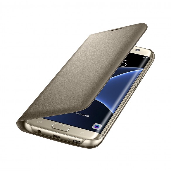 Samsung EF-NG935PFE LED View CoverPFE vikbart fodral till Samsung Galaxy S7 Edge - Guld