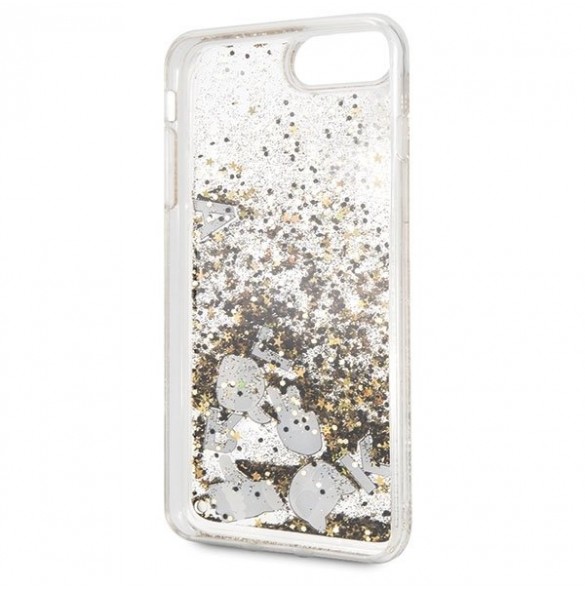 Karl Lagerfeld hårt fodral Liquid Glitter KLHCI8LROGO iPhone 7 Plus / 8 Plus - Guld Svart