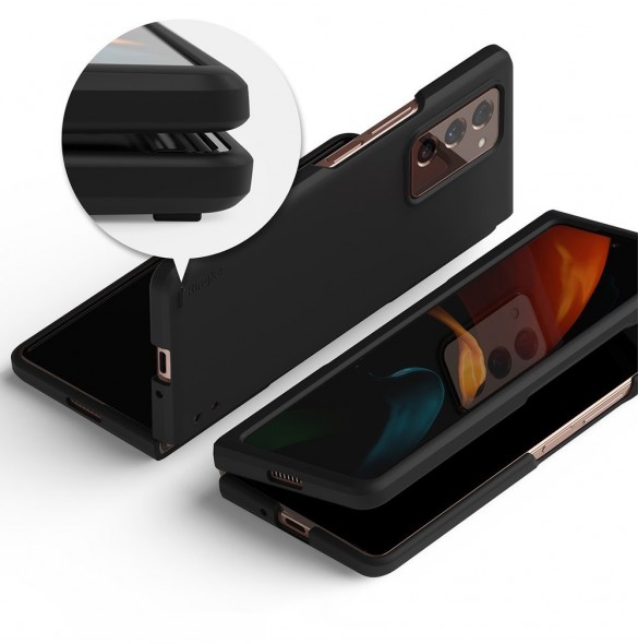Matt svart och mycket snyggt skal Samsung Galaxy Z Fold 2 5G.