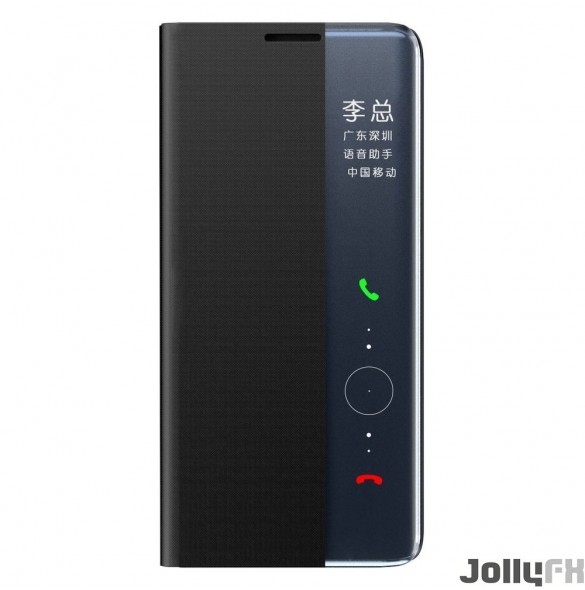 JollyFX Sleep Case Bookcase Type Case med Smart Window för Xiaomi Redmi K40 Pro Plus / K40 Pro / K40 / Poco F3 - Svart