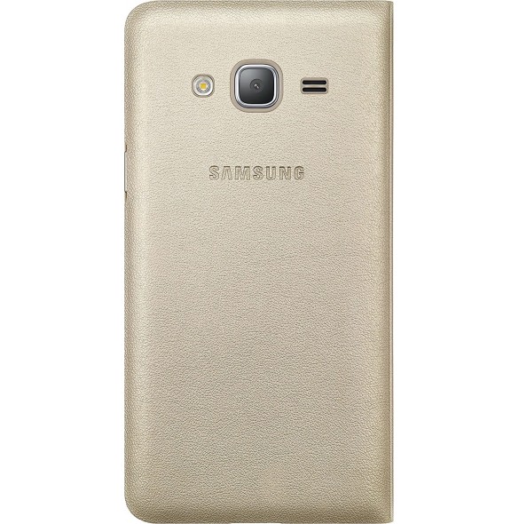 Samsung EF-WJ320PFE Wallet Cover Bookcase med kortplats för Samsung Galaxy J3 2016 - Guld