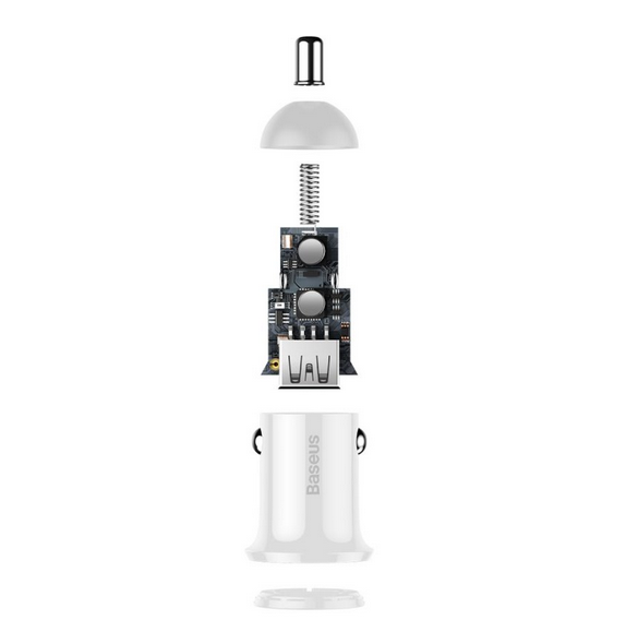 Baseus CCALLP -02 Grain Pro Billaddare Dual USB 4.8A - Vit