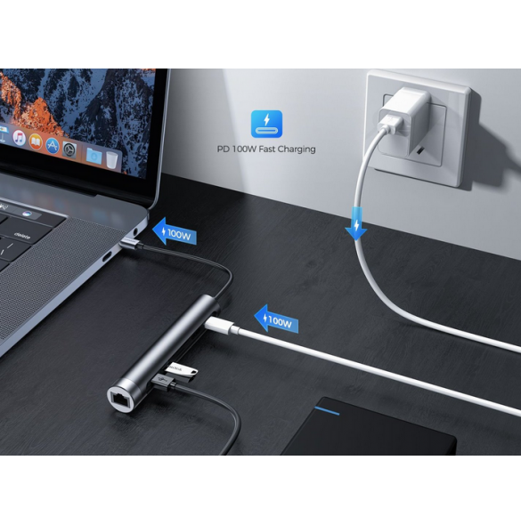 - 2x USB 3.0 + HDMI + USB-C + TF + SD + LAN-funktion