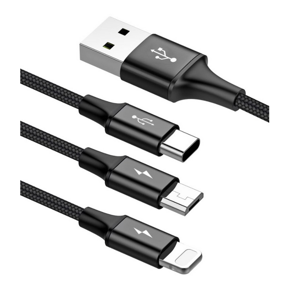 - Kontaktdon MicroUSB + Lightning + USB-C