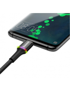 Baseus Halo USB-C data- och laddningskabel med massiv nylonfläta.