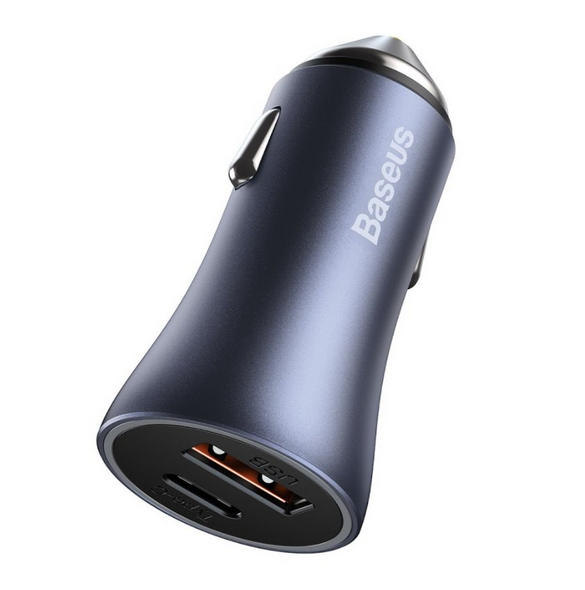 Baseus TZCCJD -0G Golden Contactor Billaddare Dubbel Snabbladdare USB 40W - Mörkgrå