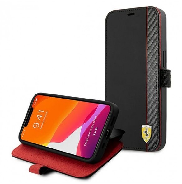 Ferrari FESAXFLBKP13SBK iPhone 13 Mini Book On Track Carbon Stripe - Svart