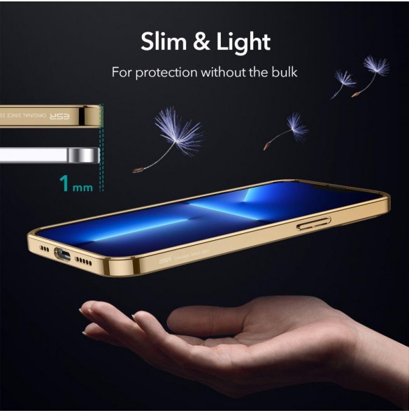 Guld och väldigt stilrent skal iPhone 13 Pro.