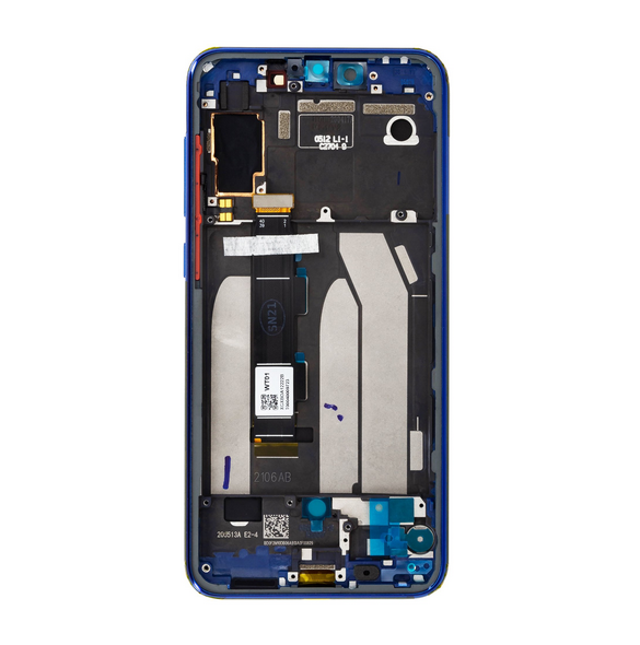 Xiaomi Mi 9 SE LCD-skärm + Touch Unit + Front Cover - Blå (Service Pack)