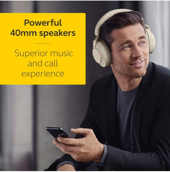 Jabra Evolve2 85 Wireless PC Headset – Noise Cancelling Microsoft Teams Certified Stereo Headphones - Beige