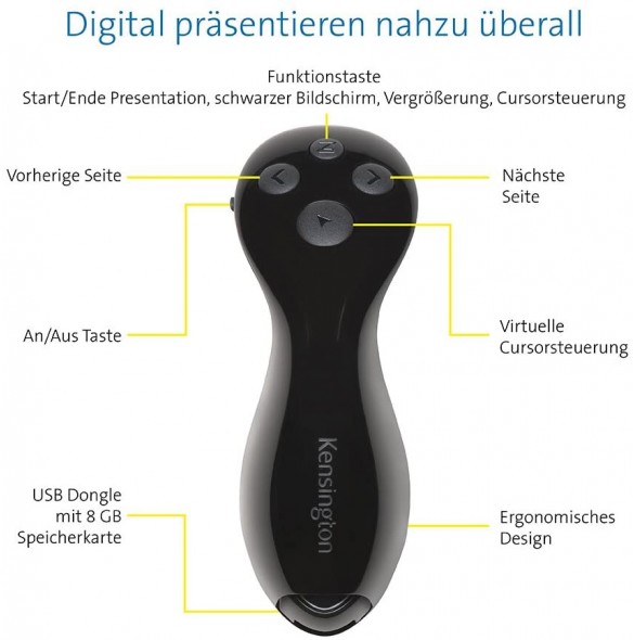 Kensington K75233EU Ultimate Presenter with Virtual Pointer for Visibility on TV