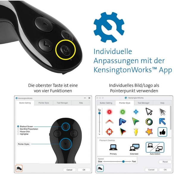 Kensington K75233EU Ultimate Presenter with Virtual Pointer for Visibility on TV