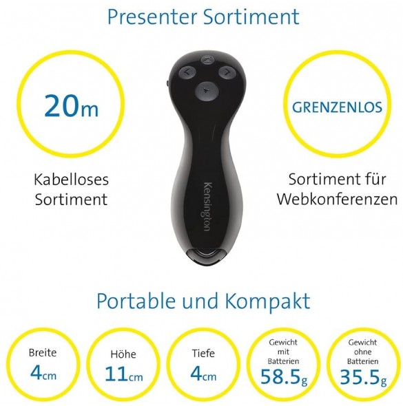 Kensington K75233EU Ultimate Presenter with Virtual Pointer for Visibility on TV