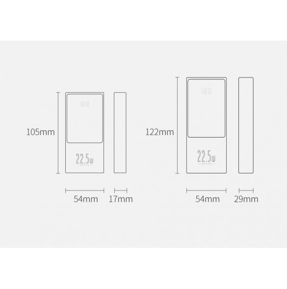 Samtidig laddning av två enheter via USB-portar (utgång) och USB Type-C (ingång-utgång).