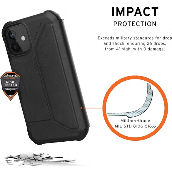 UAG iPhone 12 Mini, Metropolis Wallet Läder, Svart (112346118340)