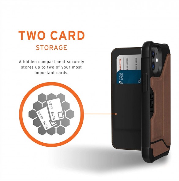 UAG iPhone 12 Mini, Metropolis Wallet Läder, Brun (112346118380)