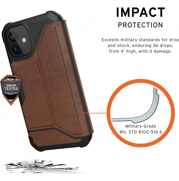 UAG iPhone 12 Mini, Metropolis Wallet Läder, Brun (112346118380)