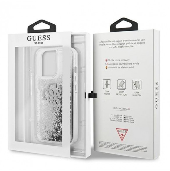Guess GUHCP13XLG4GSI iPhone 13 Pro Max hårdfodral 4G Big Liquid Glitter - Silver