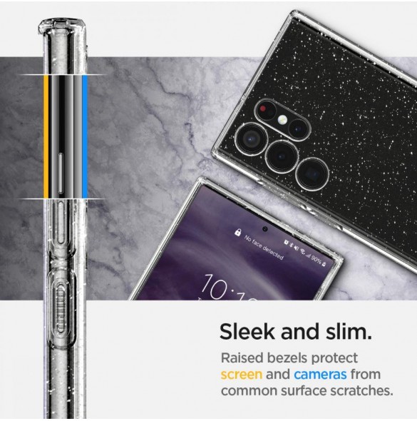 Glitterkristall och väldigt stilrent skal till Samsung Galaxy S22 Ultra.