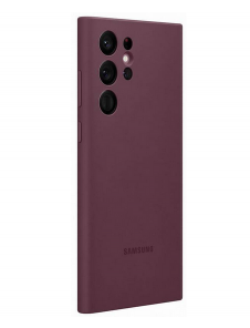 Vinröd och väldigt stilrent skal Samsung Galaxy S22 Ultra.