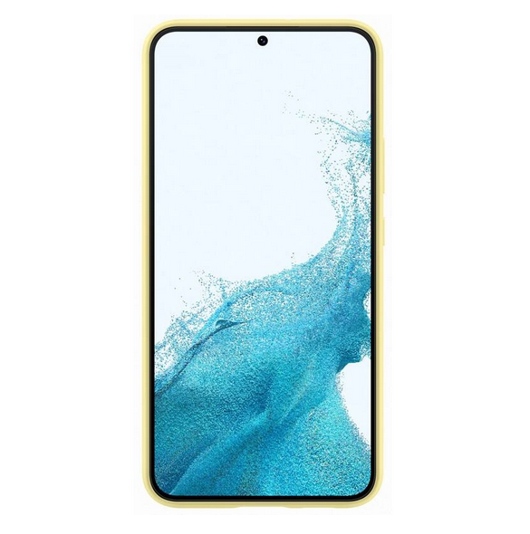 Gult och väldigt stilrent skal Samsung Galaxy S22 Plus.