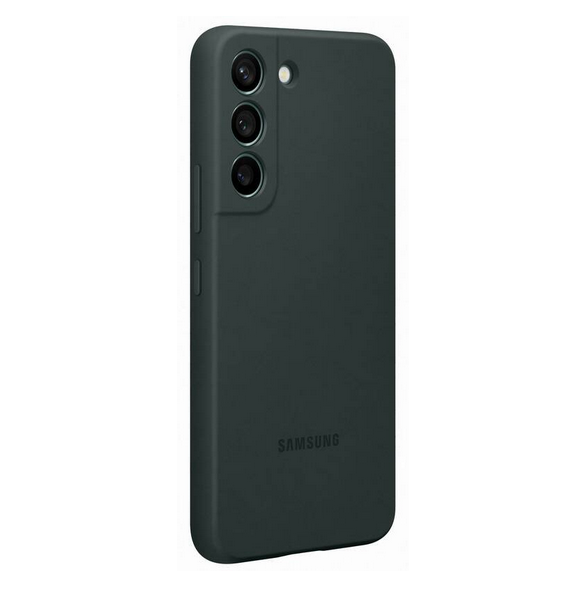 Mörkgrönt och väldigt stilrent skal Samsung Galaxy S22.