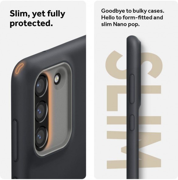 Med detta fodral kommer du att vara lugn för Samsung Galaxy S21 FE och väldigt snyggt skydd från Spigen.