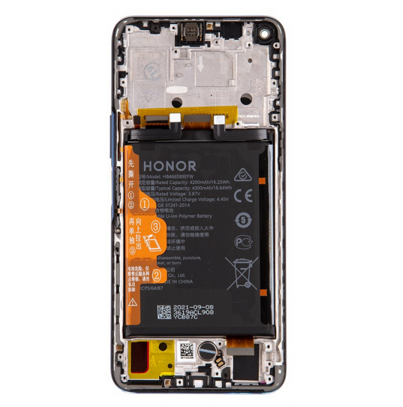 Huawei Honor 50 Lite LCD-skärm + Touch Unit + Front Cover - Blå (Service Pack)
