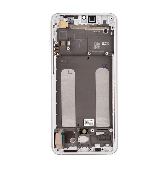 LCD-skärm + pekenhet + främre skal till Xiaomi Mi 9 Lite - Vit (Service Pack)