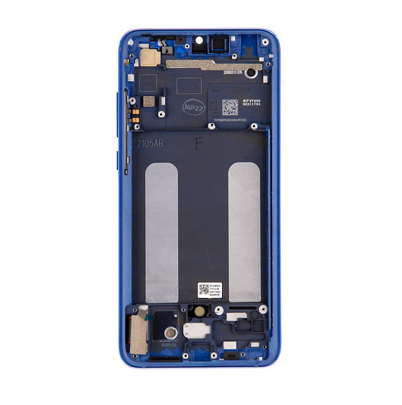 LCD-skärm + pekenhet + främre skal till Xiaomi Mi 9 Lite - Blå (Service Pack)