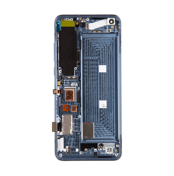 LCD-skärm + pekenhet + främre skal till Xiaomi Mi 10 5G - Grå (Service Pack)