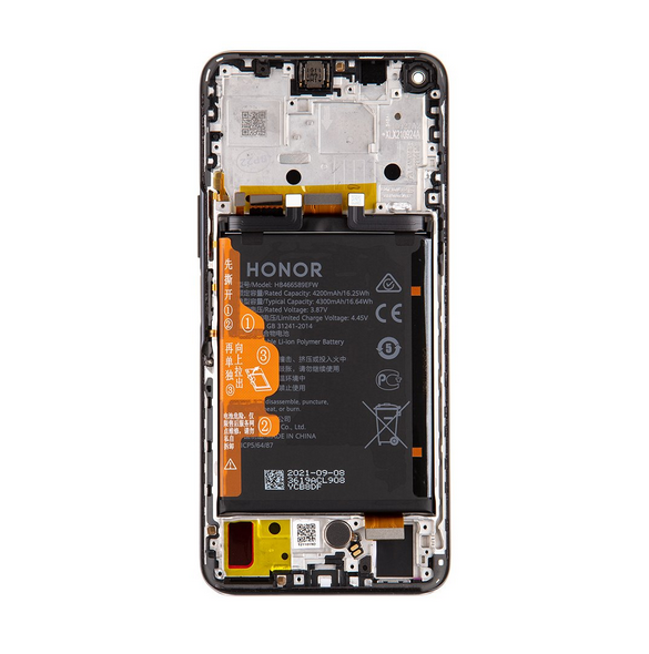 Huawei Honor 50 Lite LCD-skärm + Touch Unit + Front Cover - Svart (Service Pack)