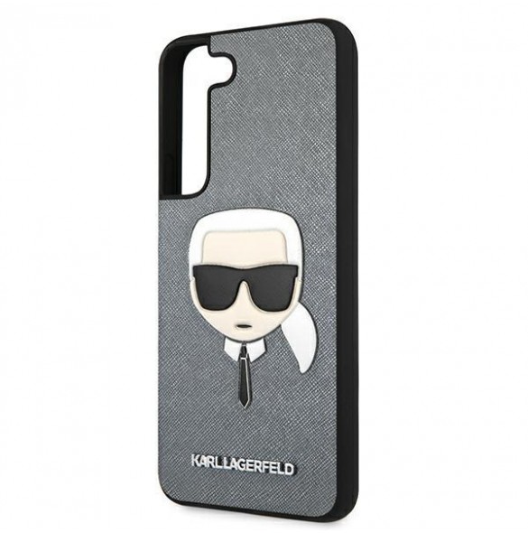 Karl Lagerfeld Saffiano Ikonik Karl`s Head Samsung Galaxy S22 Plus - Silver KLHCS22MSAKHSL