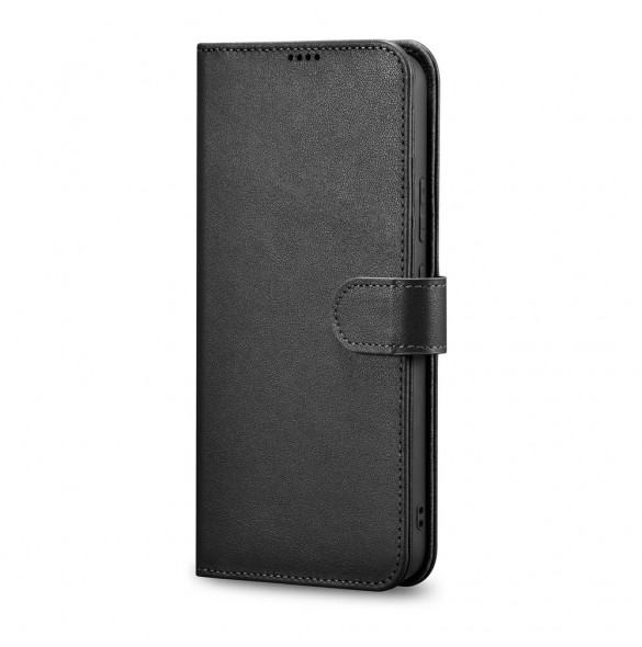iCarer Haitang elegant skalfodral med flik och stativfunktion för Samsung Galaxy S22 - Svart - AKSM04BK