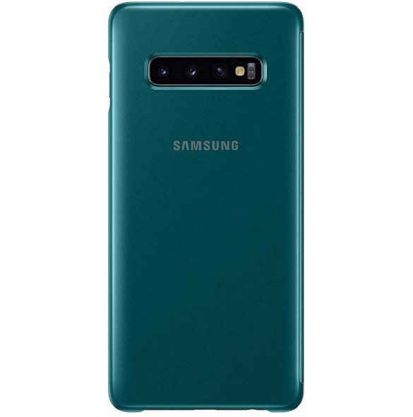 Samsung Clear View Stående Cover med Intelligent Display för Samsung Galaxy S10 Plus - Grön EF-ZG975CGE