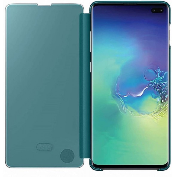 Samsung Clear View Stående Cover med Intelligent Display för Samsung Galaxy S10 Plus - Grön EF-ZG975CGE